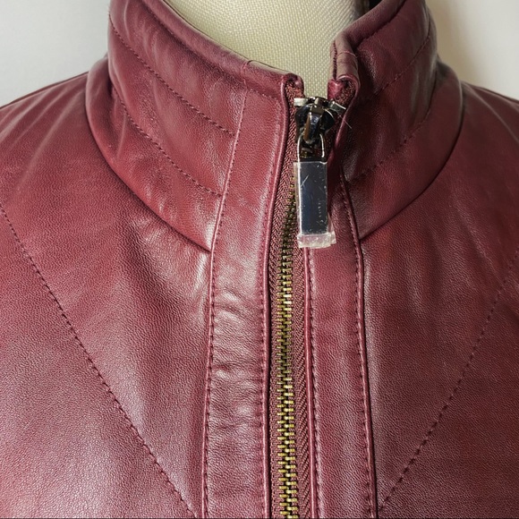 🎉HP🎉Badgley Mischka Oxblood Eloise Quilted Leather Jacket - Picture 2 of 10